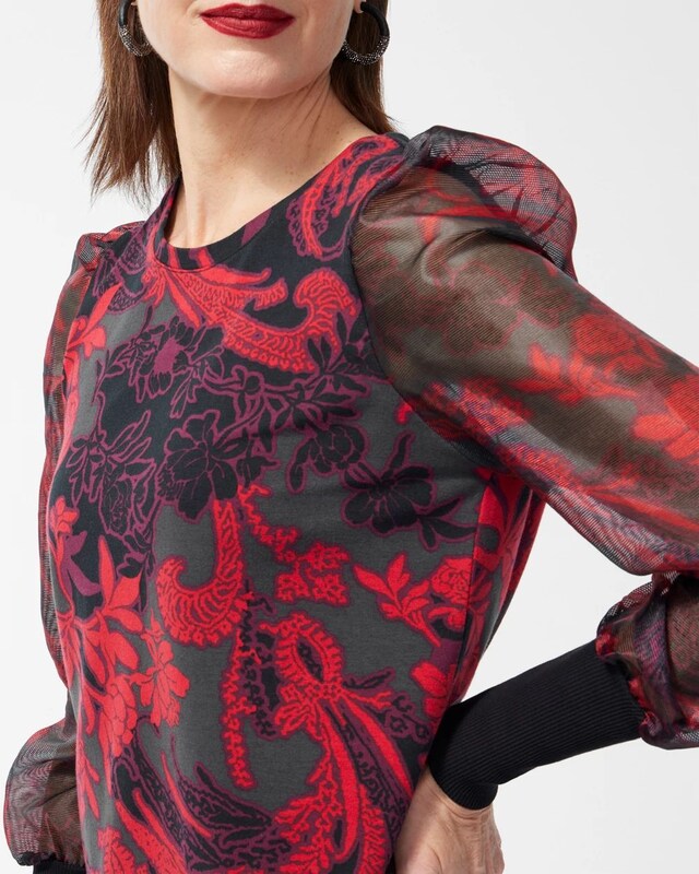 Floral Organza Sleeve Tee - image 4